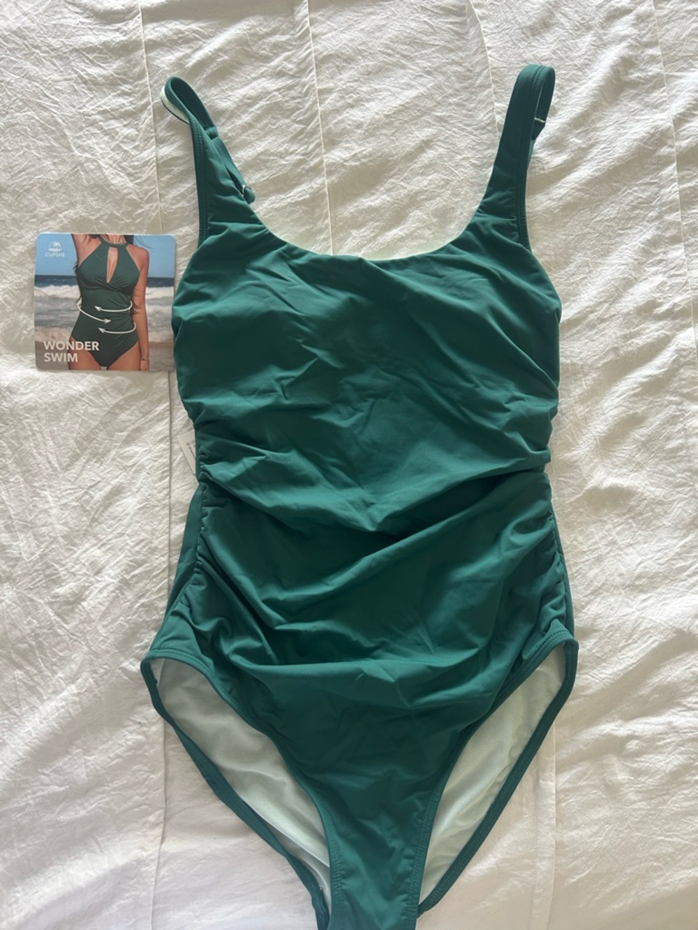 Cupshe Teal One-Piece Swimsuit with Scoop Neck